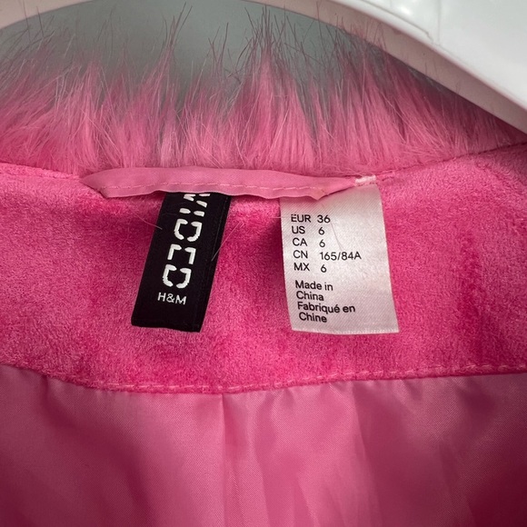 PLUSH faux fur jacket in Bubblegum Pink by H&M.  Size women's 6 - Picture 8 of 8